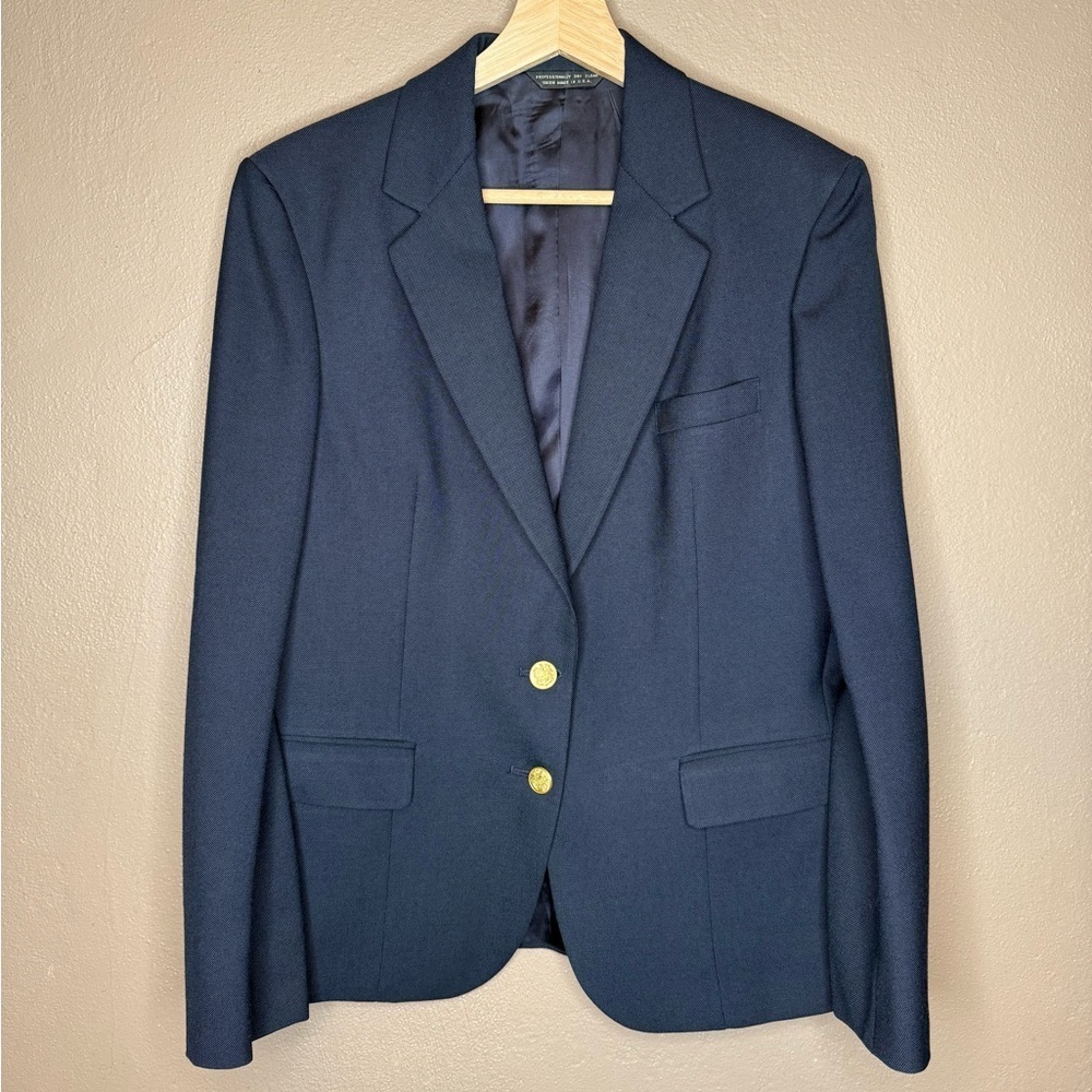 80s York Fair Vintage Wool Classic Navy Blazer and Skirt Set Women's Size 12 - Picture 4 of 16
